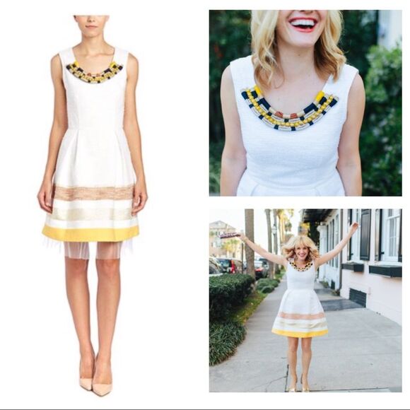 Anthropologie troubadour white Lei a-line dress 2 - Picture 1 of 4